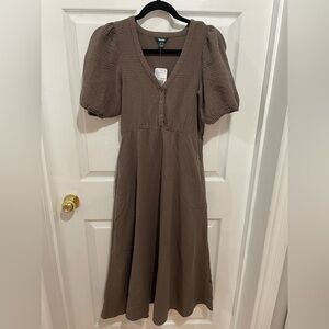 Roots Brown Cotton Midi Dress
